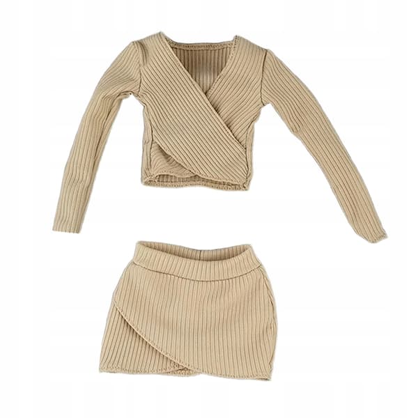 1:6 Scale Basic Crop Top Outfit Feminine Silhouette Khaki