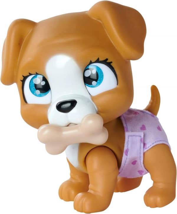 Simba DOG WITH DRINKING AND PEEING FUNCTIONS 15cm + DIAPER GANG ACCESSORIES
