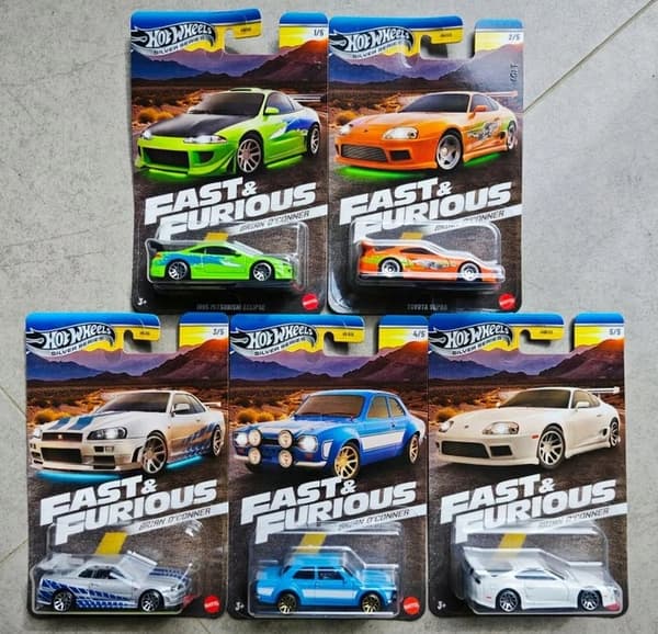 HOT WHEELS FAST AND FURIOUS BRIAN O’CONNER 5-CAR SET SILVER SERIES