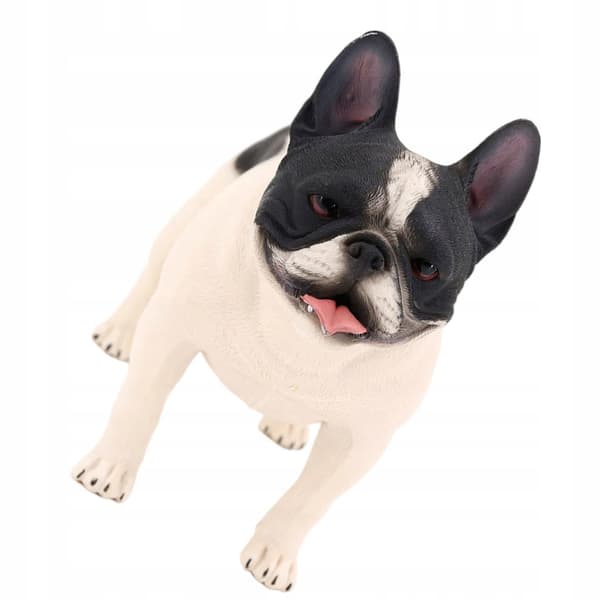 DECORATIVE PLASTIC BULLDOG FIGURINE, WHITE