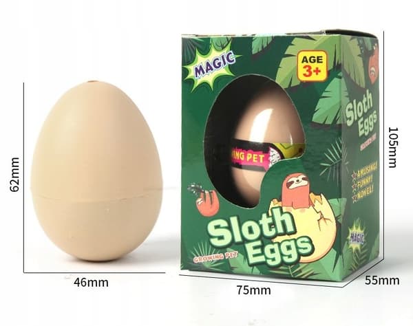 Growing sloth egg, 6.5 cm, set of 12