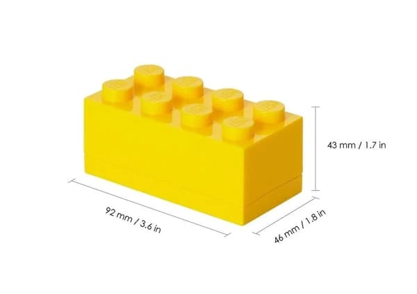 Yellow Lego mini storage box for small items