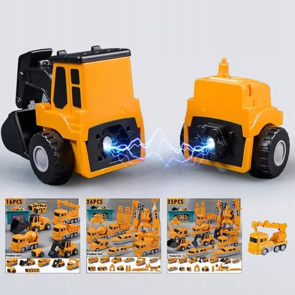 Magnetic Deformation Engineering Car Toy Set 35W1