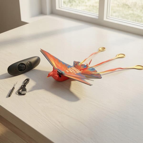 Interactive electric flying toy for birds with flapping wings for the RC Phoenix