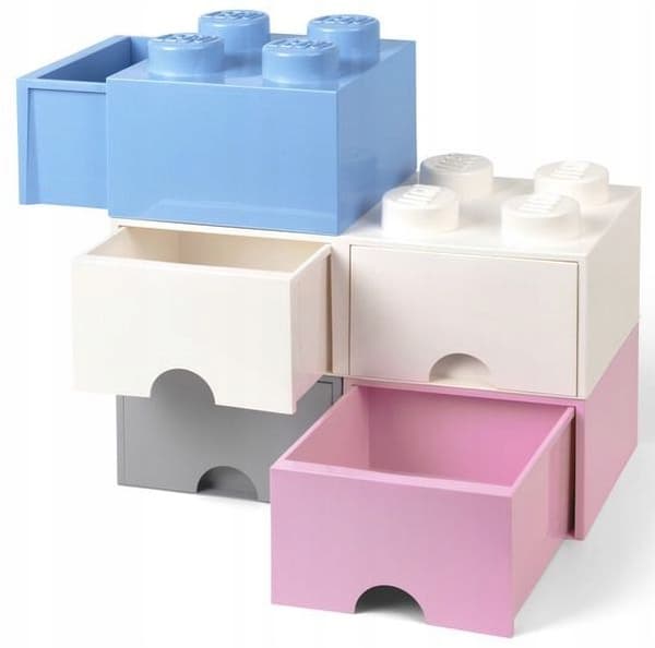 LEGO 4-DRAWER BRICK STORAGE BOX, 2x2 BRICK CONTAINER, LARGE LIGHT PINK BOX