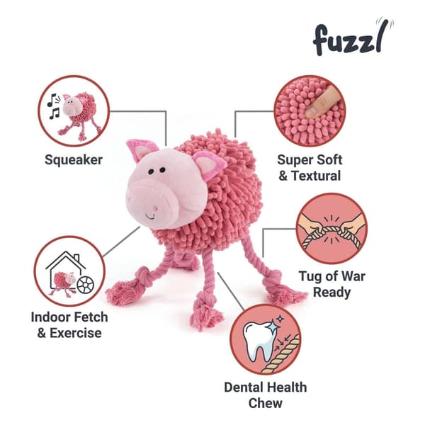 Dog toy – plush pig with hard legs – large