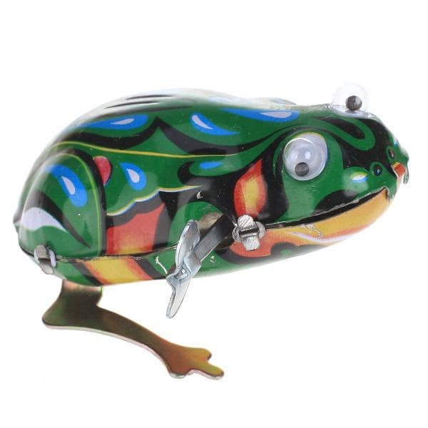 A charming vintage-style iron toy – a jumping frog