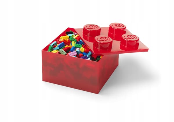 LEGO STORAGE BOX FOR BRICKS, 4-PIECE SET, TRANSPARENT RED, 25 cm, 40090804