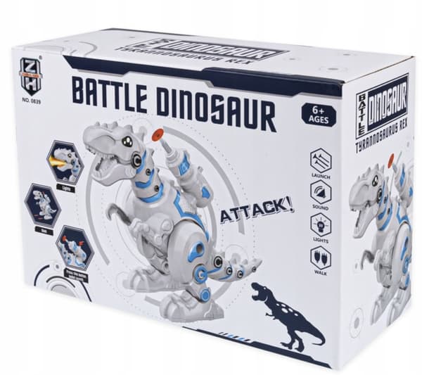 LARGE ROBOT DINOSAUR TREX WALKS, ROARS, GLOWS AND BREATHES FIRE