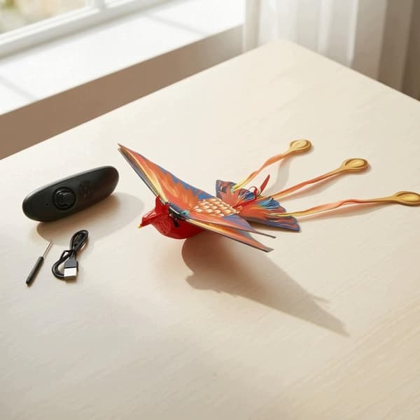 Interactive electric flying toy for birds with flapping wings for the RC Phoenix