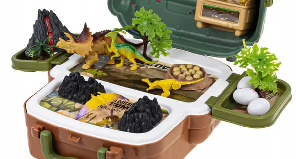 DINOSAURS – LARGE ARCHAEOLOGIST’S SET: XXL FIGURES, EGGS, VOLCANO, SUITCASE AND BACKPACK