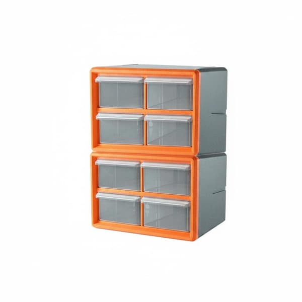 Organiser, Cabinet, Clear Drawers, Drawer, Cabinet, Stackable, 8-Grid, Orange