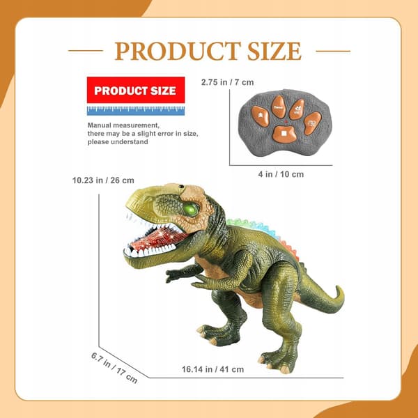 Dinosaur toy Remote-controlled Walking dinosaur Electronic realistic green