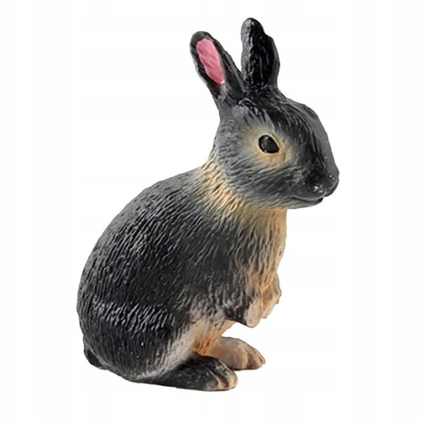 Realistic forest animals: Pet Rabbit Action figurines – black and yellow, crouching