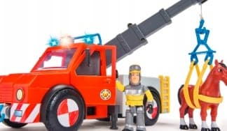 SAM PHOENIX FIRE ENGINE WITH HORSE FIGURINE, LIGHT-UP CRANE, 23 CM