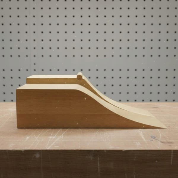 A solid wood toe-skate ramp for practising Ollies, with an elegant design – Spot E