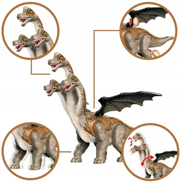 LARGE INTERACTIVE DINOSAUR: WALKS, ROARS, GLOWS, MOVES ITS HEAD AND TAIL + EGGS