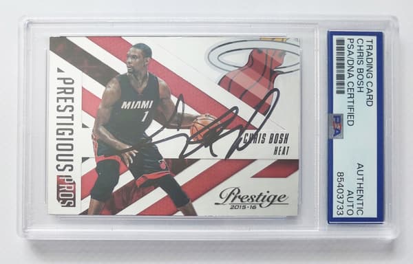 CHRIS BOSH AUTOGRAPH 2015–16 Panini Prestige Prestigious Pros #11 PSA/DNA