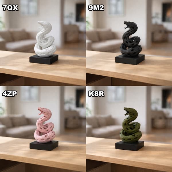 DECORATIVE COBRA FIGURINE ON A 3D OPENWORK BASE – MANY COLOURS