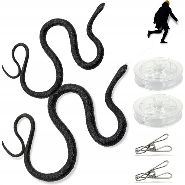 MOVABLE REALISTIC SNAKE FIGURINES, 112 CM, FOR PRANKS – 2-PACK, PLASTIC