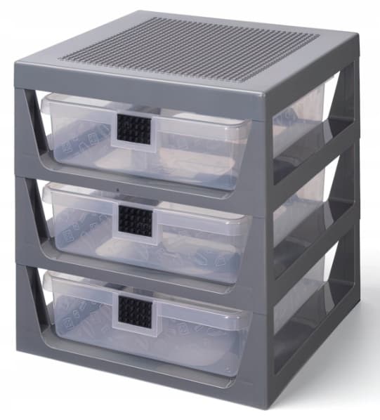 LEGO Storage Unit with 3 Drawers and a Building Plate – Grey