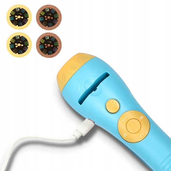Cute Projector Torch Educational Toy Ceiling/Wall Night Light Blue 4 Slides