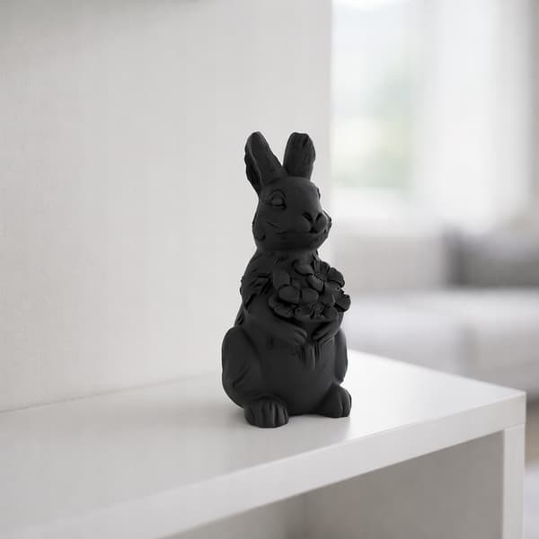 RABBIT FIGURINE WITH A BOUQUET – SHELF DECORATION – MANY COLOURS
