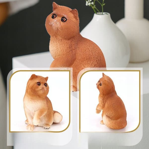 YELLOW PLASTIC CAT FIGURINE – HOME DECORATION