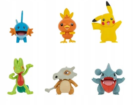 Pokémon set of 6 figures: Treecko, Torchic, Mudkip