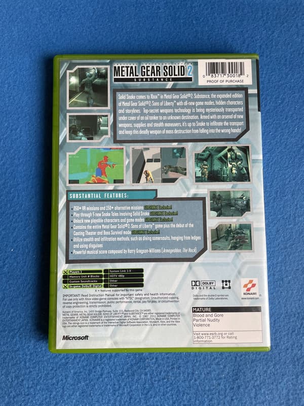 Metal Gear Solid 2 Substance for Xbox (NTSC-U)