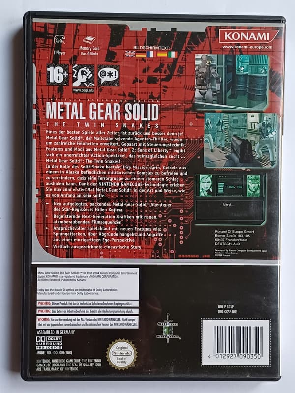 Metal Gear Solid: The Twin Snakes, Nintendo GameCube, GC