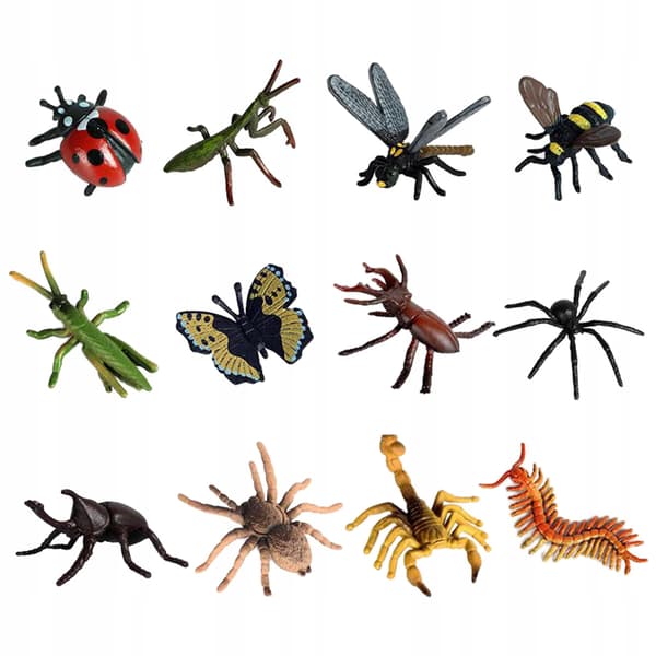 Insect Model Figurines – 12 PIECES – Mini PVC Insect Simulation Models – Toy Animals