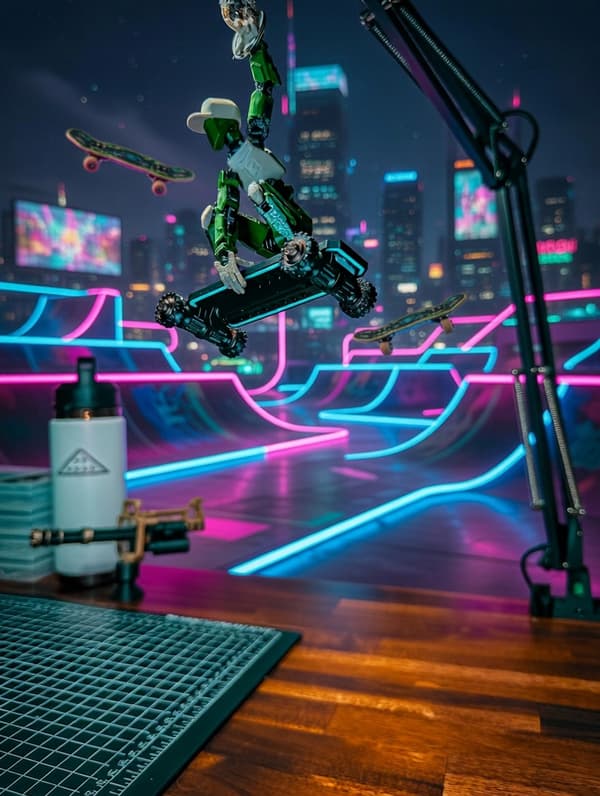 3D figurine – Articulated figure on a hoverboard: Dummy 13