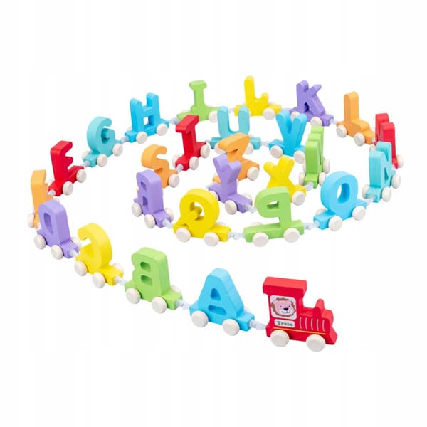 Alfabety wooden train set for developing hand-eye coordination in young children