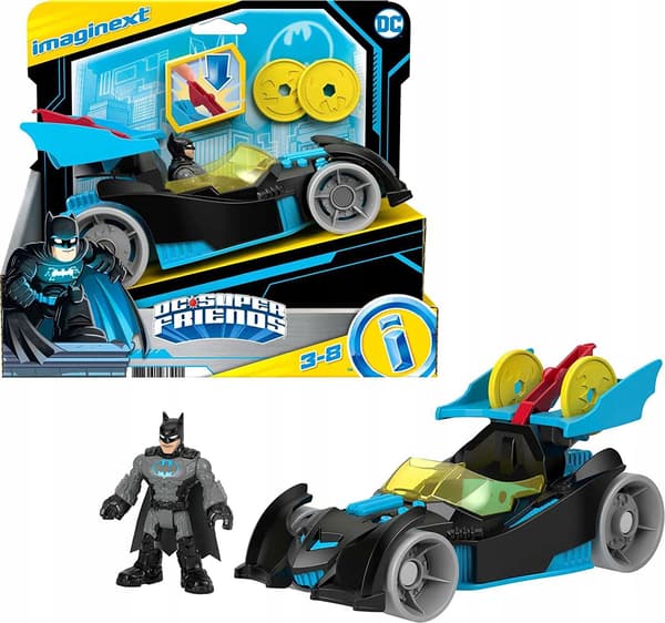 IMAGINEXT DC BAT-TECH BATMOBILE AND BATMAN FIGURINE + TOY CAR