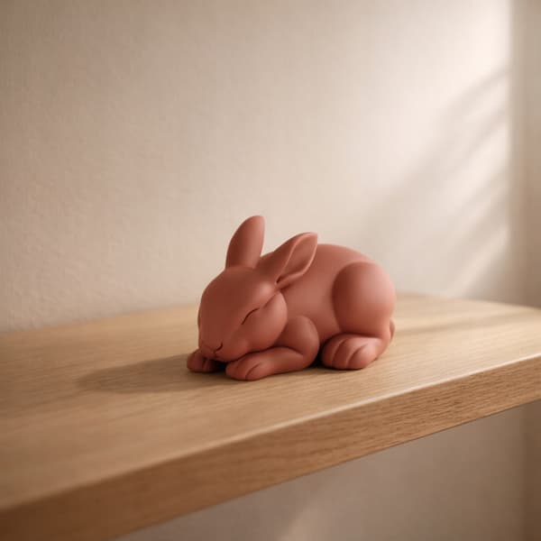 SLEEPING RABBIT FIGURINE, LYING DOWN, SHELF DECORATION, MANY COLOURS