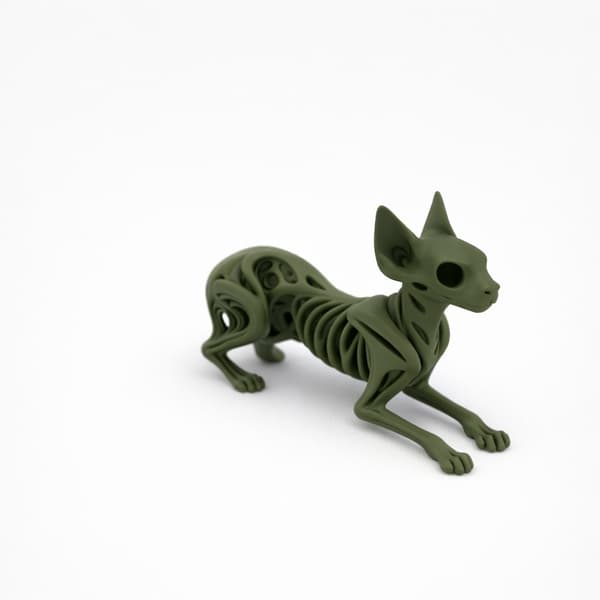 DECORATIVE SPHYNX CAT FIGURINE – OPENWORK SKELETON DESIGN, VARIOUS COLOURS