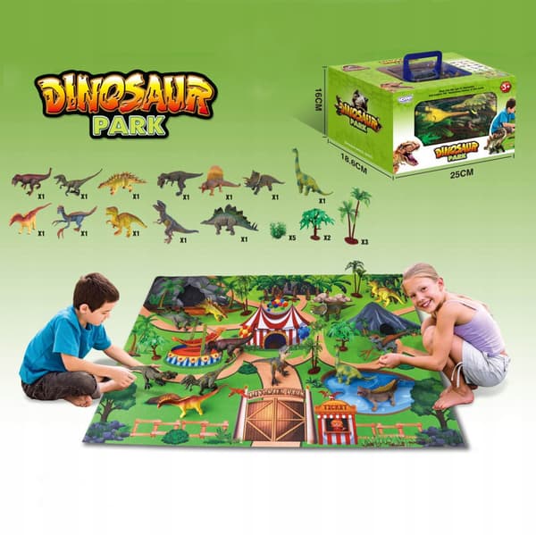 WOOPIE Dinosaur Park Set: Figures + Mat and Accessories, 23 pieces