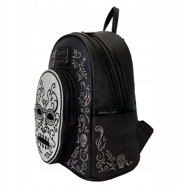 Black rucksack featuring a Death Eater and decorative motifs, leather-effect, Harry Potter