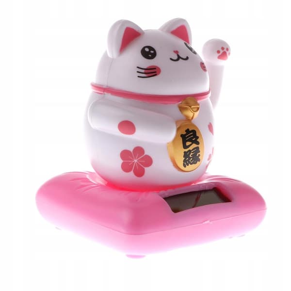 Solar-powered cat figure waving its paws Animal figurine model Dancing gift #A