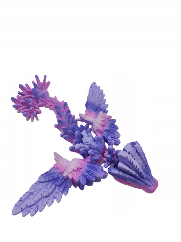 Movable crystal dragon with wings – 3D-printed figurine