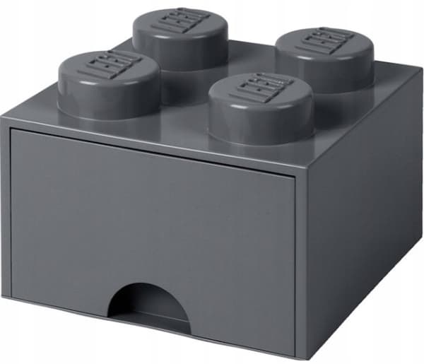 LEGO BRICK STORAGE DRAWER, 4-COMPARTMENT 2x2 BRICK, GRAPHITE, LARGE, DARK GREY
