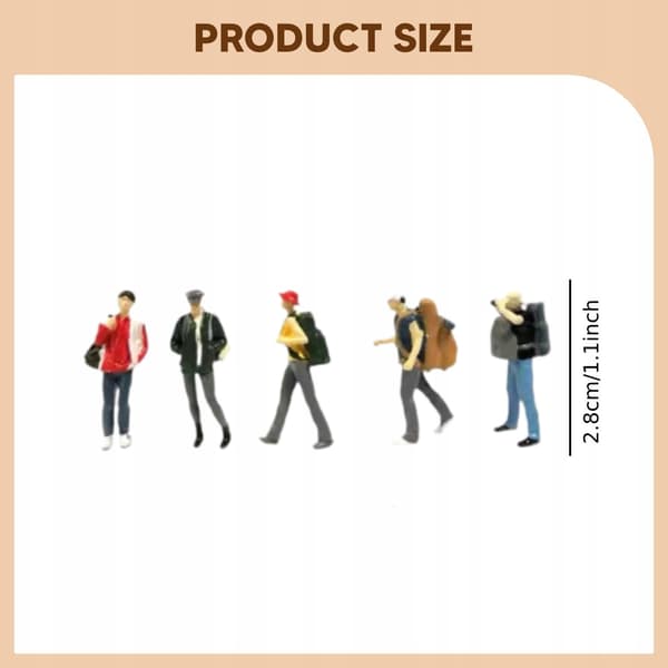 5 pieces, 1:64 scale Backpacker 3D model, character diorama, lifelike style C