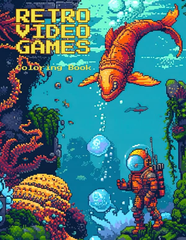 Coloring Squad, TR Retro Video Games Colouring Book: 8-bit and 16-bit Pixel