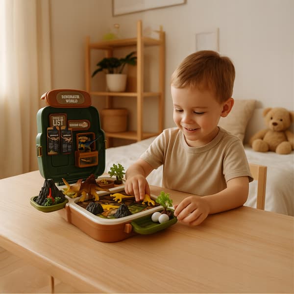 DINOSAURS – LARGE ARCHAEOLOGIST’S SET: XXL FIGURES, EGGS, VOLCANO, SUITCASE AND BACKPACK