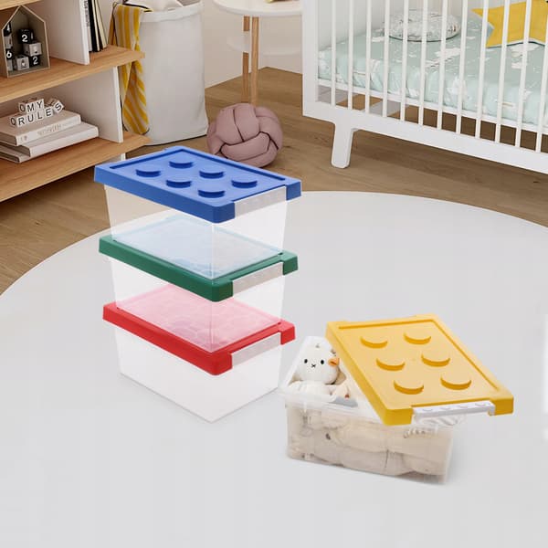 4 × 9L CHILDREN’S BLOCK STORAGE CONTAINERS × 4 × STACKABLE TOY ORGANISER