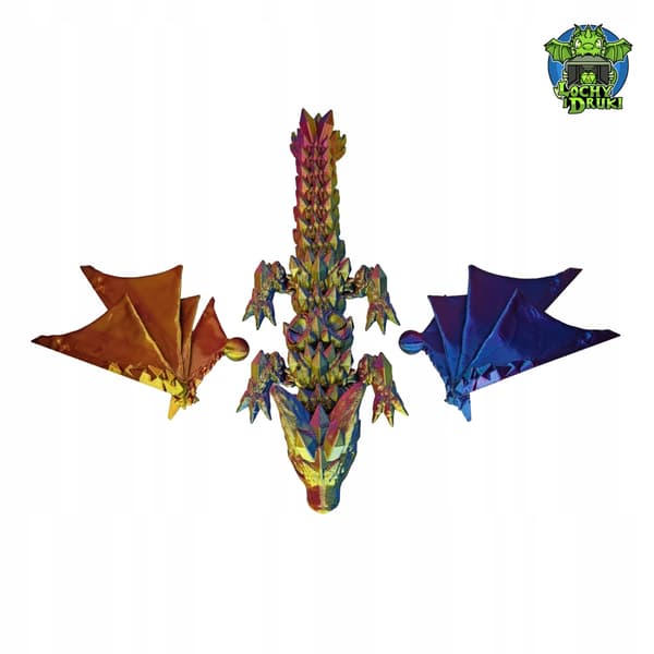 Crystal Winged Dragon – Movable, Articulated, 3D – Dungeons and Rainbow Prints