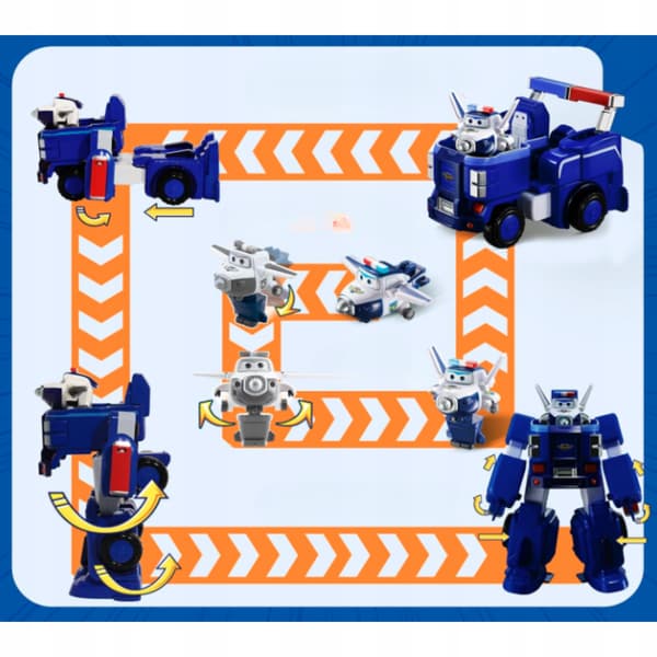 SUPER WINGS PAUL'S CRUISER TRANSFORMABLE ROBOT CAR + PAUL FIGURINE