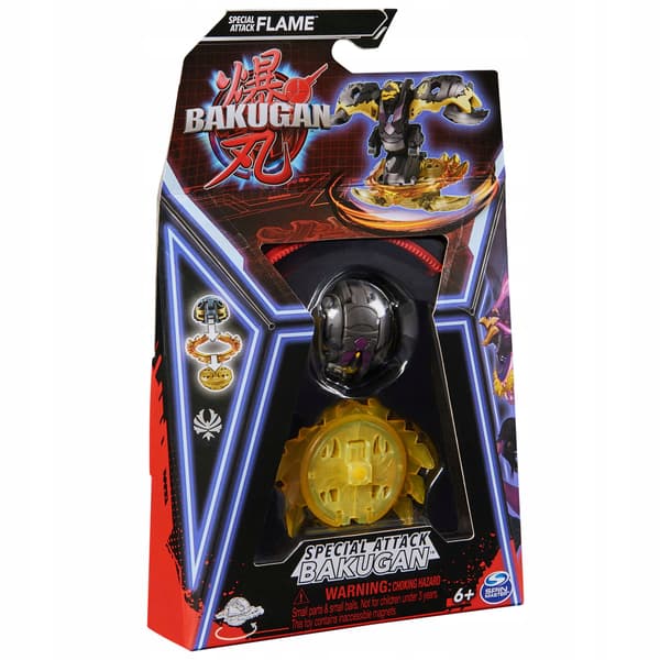 BAKUGAN SPECIAL ATTACK FLAME SPINING COLOURFUL ACTION FIGURE SET + CARDS