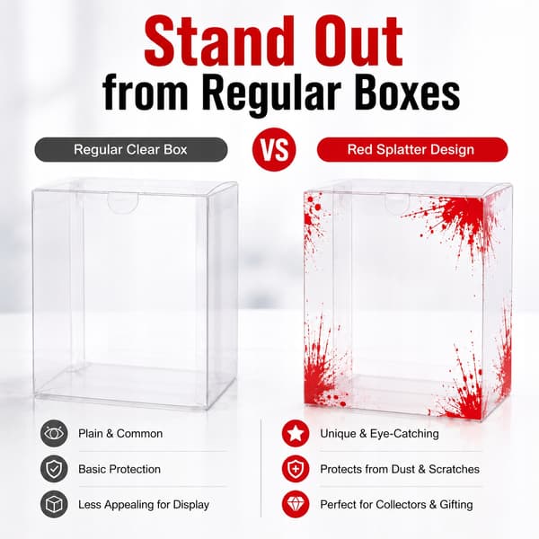 10x Clear Protective Display Box for Figurines with a Red Effect